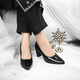 Black Comfy Court Shoe Block Heel PIU_172