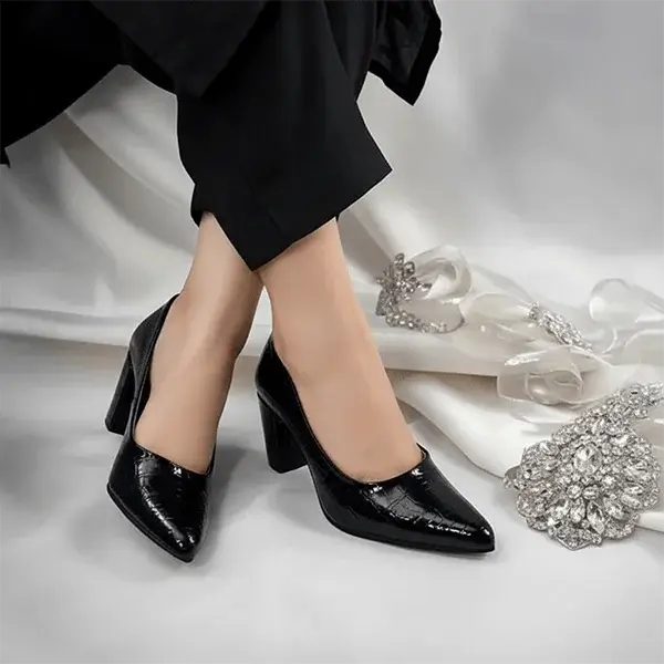 Crocodile Block Heel Pump PIU_141 Crocodile Leather Rexine ladies shoes PumpItUp.pk