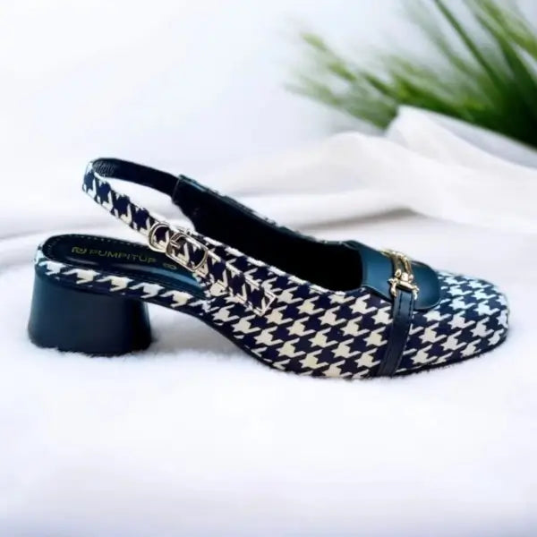 Black Crush Slingback PIU_222 Amarah fabric rexine block heel slingback shoes PumpItUp.pk