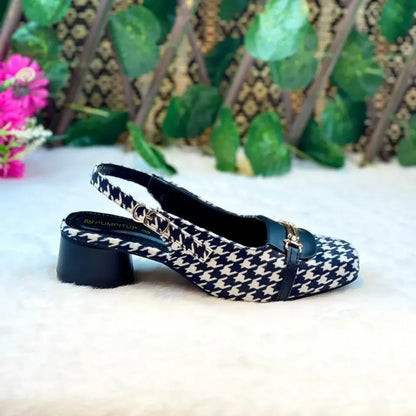 Black Crush Slingback PIU_222 Amarah fabric rexine block heel slingback shoes PumpItUp.pk