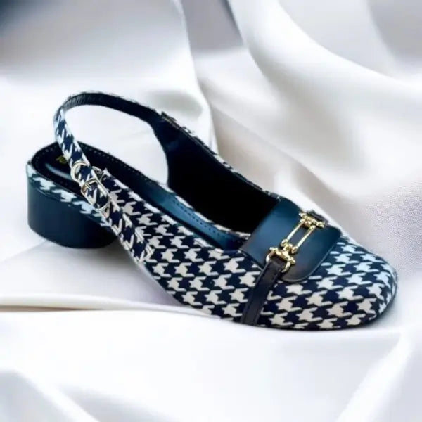 Black Crush Slingback PIU_222 Amarah fabric rexine block heel slingback shoes PumpItUp.pk