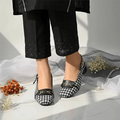 Black Crush Slingback Block Heel PIU_222 Amarah Fabric Rexine ladies shoes PumpItUp.pk