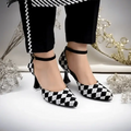 Black Diamond Heels PIU_197 Sweet Fabric Rexine ladies shoes PumpItUp.pk