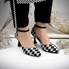 Black Diamond Heels PIU_197 Sweet Fabric Rexine ladies shoes PumpItUp.pk