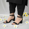 Black Double Straps Block Heel Sandal PIU_162 Sofa Rexine ladies shoes PumpItUp.pk