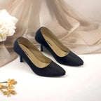 Black Glitter Shine Court Shoe Heel PIU_86