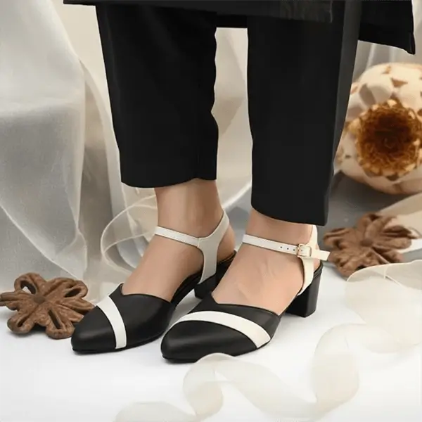 Black Grace Block Heels PIU_200 Imported Sofa Rexine ladies shoes PumpItUp.pk