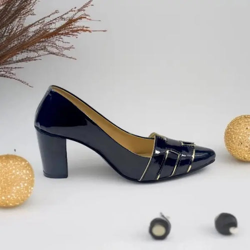 Black H Block Heel Court Shoe PIU_64