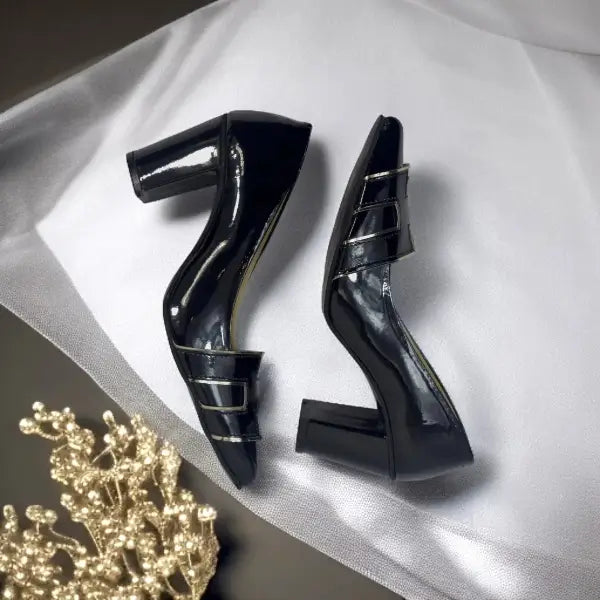 Black H Block Heel Court Shoe PIU_64