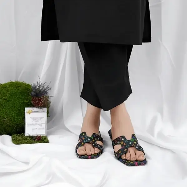 Classic Black Luxury-Inspired Heel Sandal PIU_154 HLV Jeans Rexine ladies shoes PumpItUp.pk