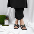Classic Black Luxury-Inspired Heel Sandal PIU_154 HLV Jeans Rexine ladies shoes PumpItUp.pk