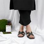 Classic Black Luxury-Inspired Heel Sandal PIU_154 HLV Jeans Rexine ladies shoes PumpItUp.pk