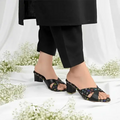 Black LVX Super Comfy Block Heel Sandal PIU_157 Jeans + Sofa Rexine ladies shoes PumpItUp.pk