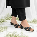 Black LVX Super Comfy Block Heel Sandal PIU_157 Jeans + Sofa Rexine ladies shoes PumpItUp.pk