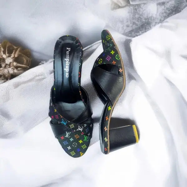 Black LVX Super Comfy Block Heel Sandal PIU_157