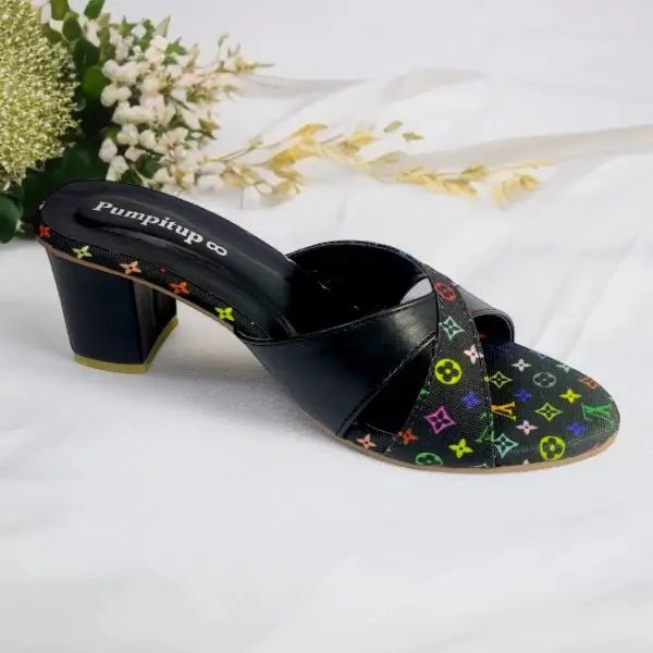 Black LVX Super Comfy Block Heel Sandal PIU_157