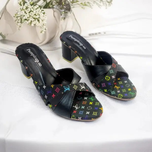 Black LVX Super Comfy Block Heel Sandal PIU_157