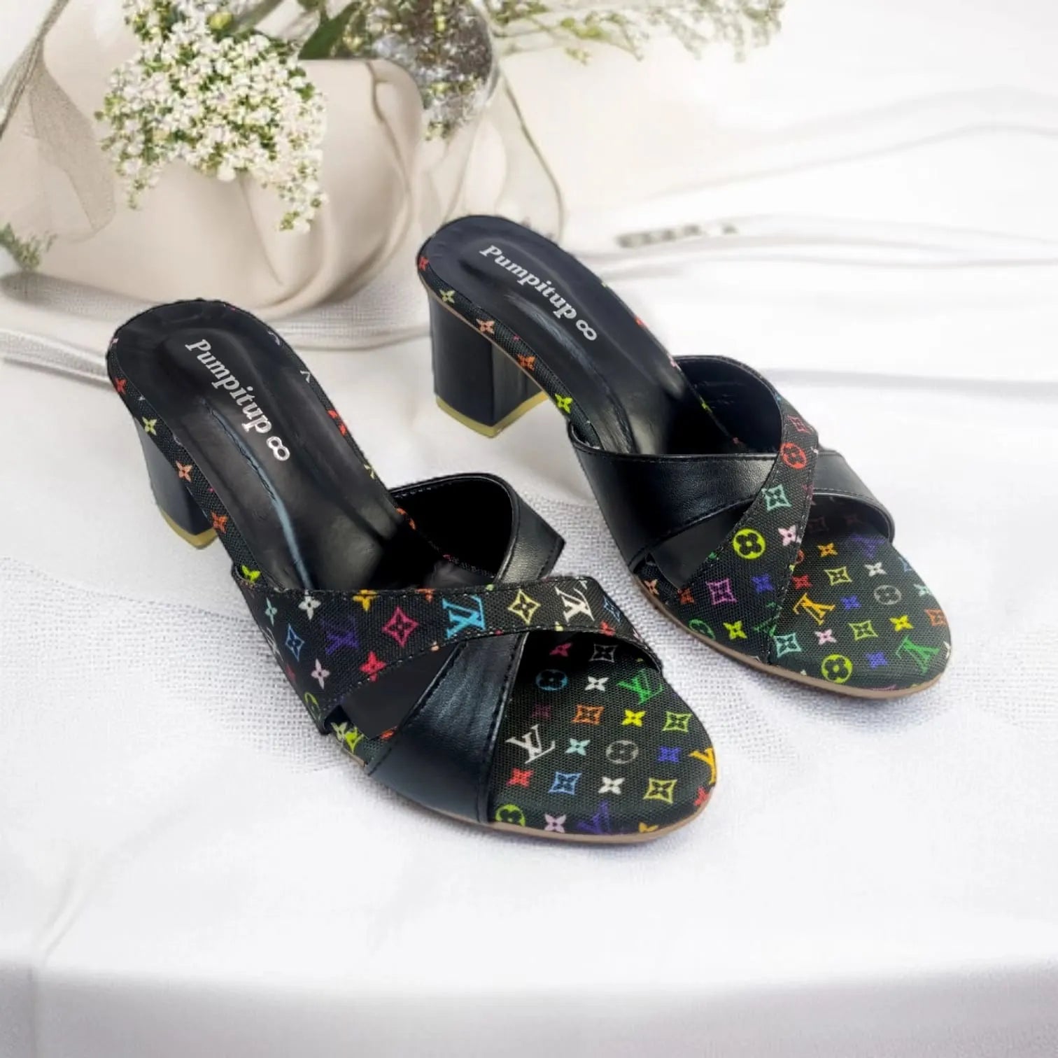 Black LVX Super Comfy Block Heel Sandal PIU_157