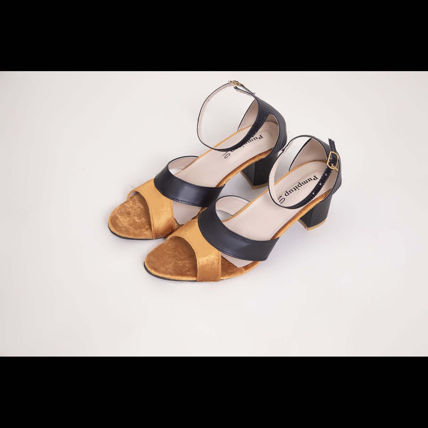 Black & Mustard Block Heel sandal PIU_74