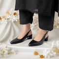Black Noir Curve Slingback Block Heel PIU_178 imported sofa rexine ladies shoes PumpItUp.pk