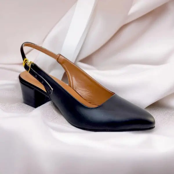 Black Noir Curve Slingback Block Heel PIU_178