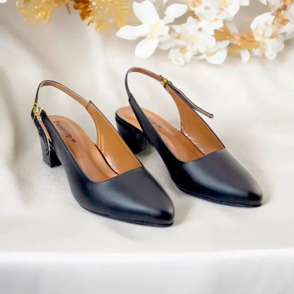 Black Noir Curve Slingback Block Heel PIU_178