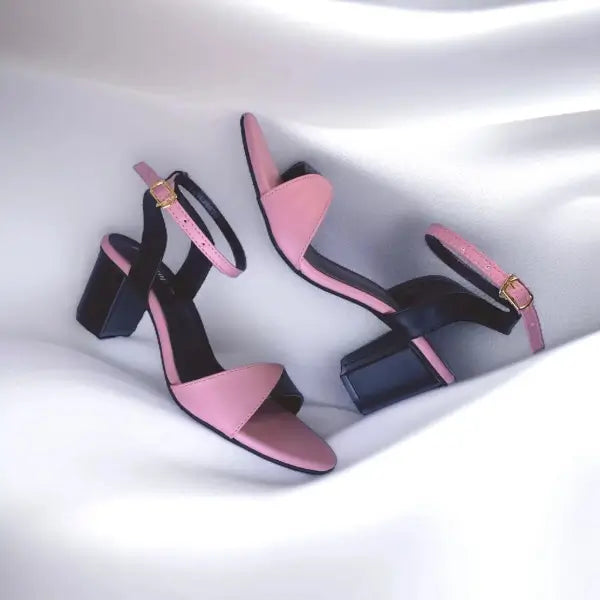 Black & Pink Block Heel Sandal PIU_169