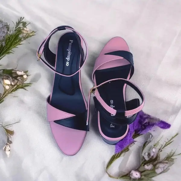 Black & Pink Block Heel Sandal PIU_169