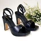 Black platform wedge heel sandal for women, 4 inch heel, PumpItUp Pakistan