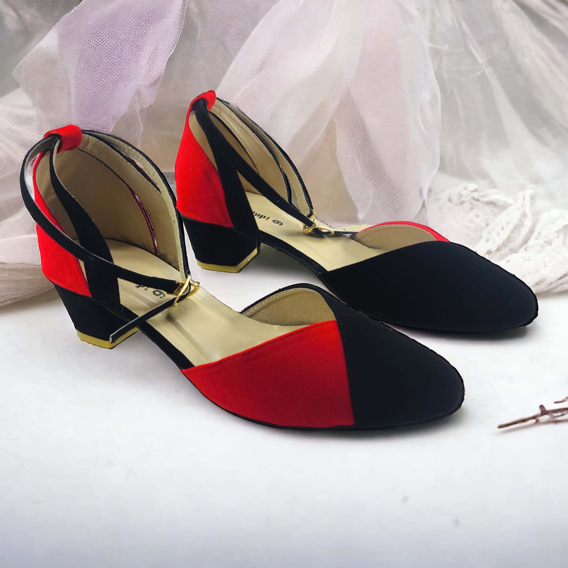 Black & Red Block Heel Pump PIU_17