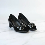 Black Peep Toe Block Heel Pair – 2 Inch Formal Heels for Women – PumpItUp