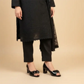 Single Black Peep Toe Block Heel Sandal – Patent Rexine – PIU_275 PumpItUp.pk