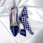 Black & White Sling Back Block Heel Sandal PIU_160