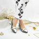 Black & White Sling Back Block Heel Sandal PIU_182