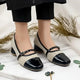 Black Woven Retro Block Heel PIU_245