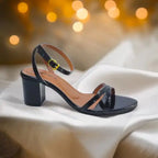 Black X Block Heel Sandal PIU_177