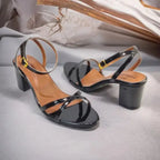 Black X Block Heel Sandal PIU_177