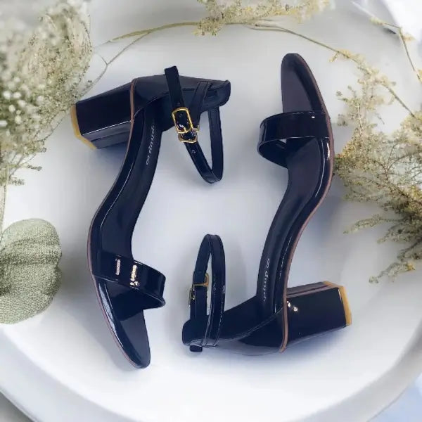 Black Yaro Block Heel Sandal PIU_164