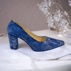 Blue Chunky Block Heel Pump PIU_137