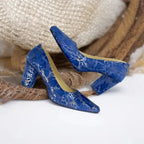 Blue Chunky Block Heel Pump PIU_137
