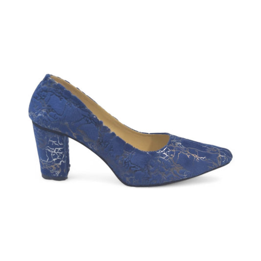 Blue Chunky Block Heel Pump PIU_137