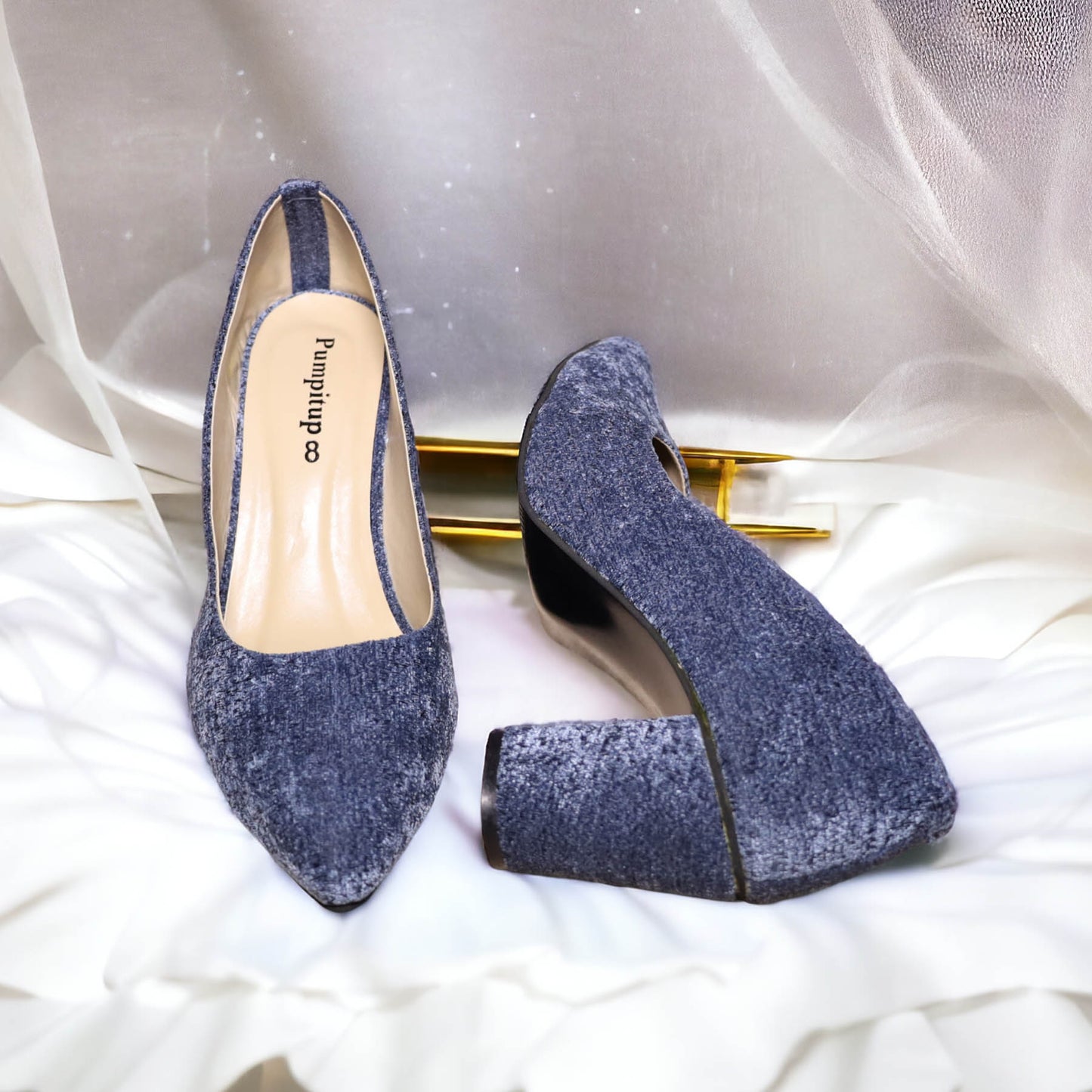 Blue Comfy ChicBlock Heels  Pump PIU_134