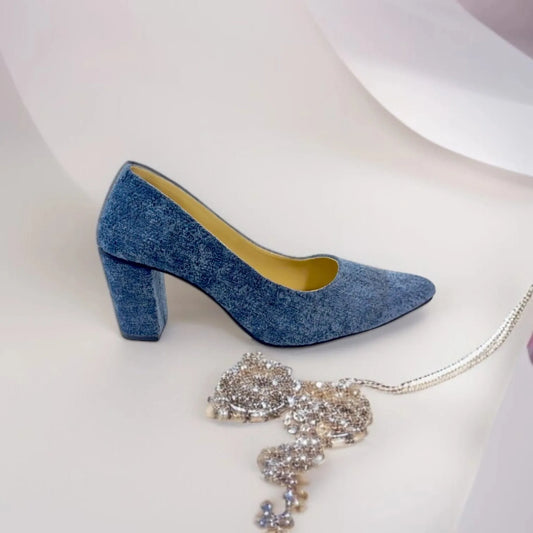 Blue Comfy ChicBlock Heels  Pump PIU_134