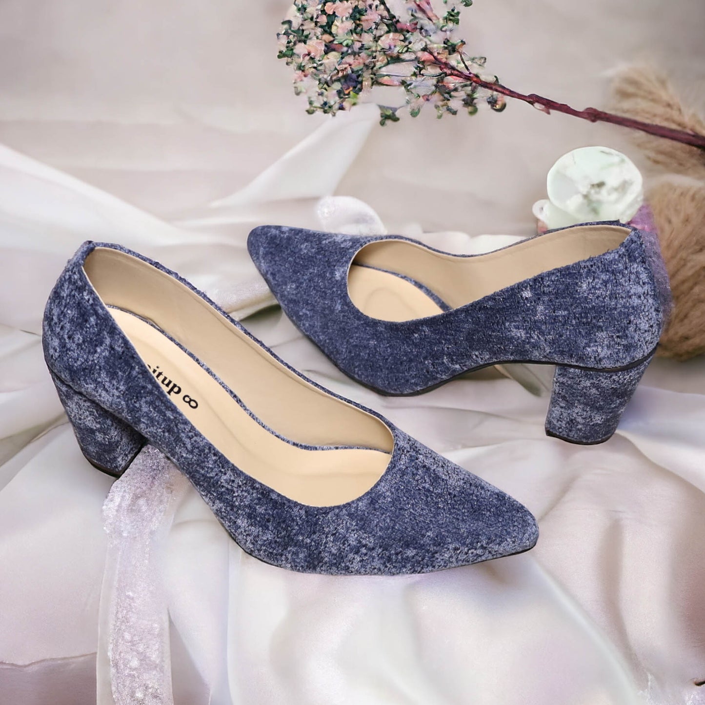 Blue Comfy ChicBlock Heels  Pump PIU_134