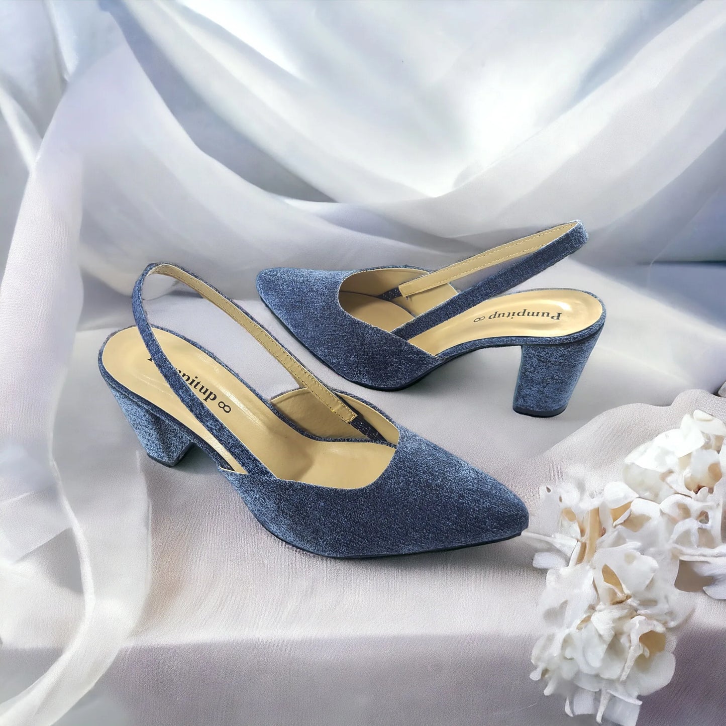 Blue Slingback Block Heels  Pump PIU_131