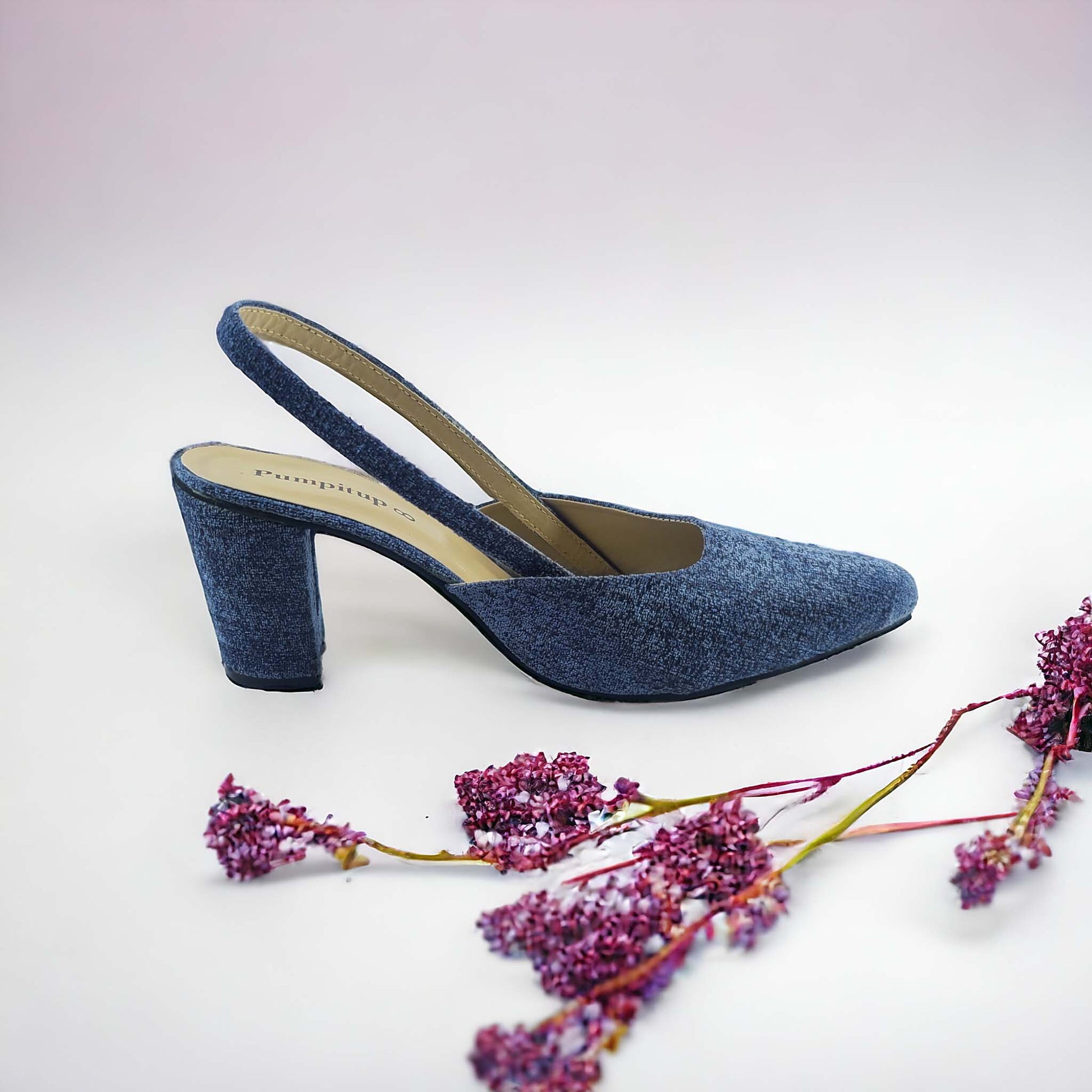 Blue Slingback Block Heels  Pump PIU_131