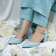 Blue Sparkle Block heel Pump PIU_195