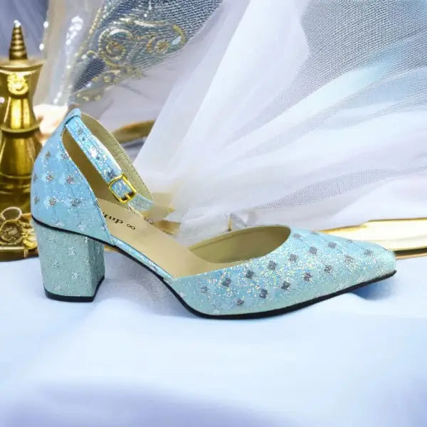 Blue Sparkle Block heel Pump PIU_195