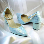 Blue Sparkle Block heel Pump PIU_195