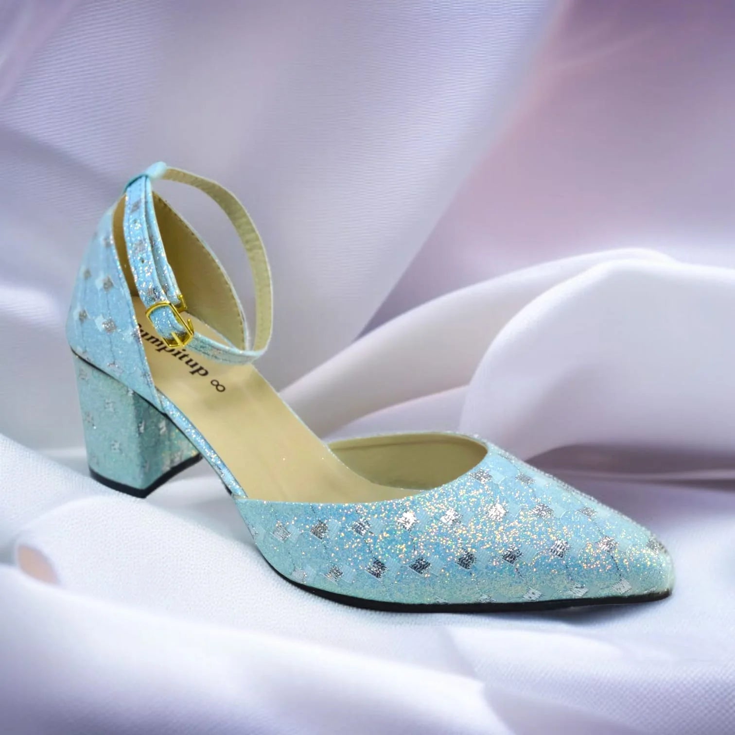 Blue Sparkle Block heel Pump PIU_195